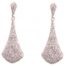 Silver Plated Crystal Decorated Post Drop Earring