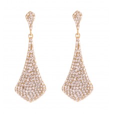 Gold Plated Crystal Decorated Post Drop Earring