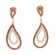 Rose Gold Plated Curved Tear Drop Earring With Smokey topaz,Crystals