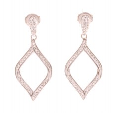 Diamond Shaped Silver Plated Crystal Post Earring