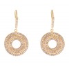 Yellow Gold Plated Circle In Circle Post Earring With Crystals