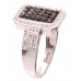 Silver Plated Square Cocktail Ring With jet,Crystals