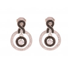 Jet,Crystals with Center Crystal Dangle Post Earring