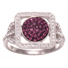 Silver Plated Square Amethys Crystal Ring