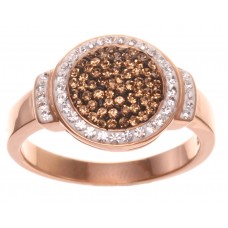 Smoked Topaz, Crystal Rose Gold Plated  Ring