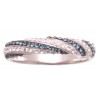 Silver Plated Swirl Ring With Montana Blue Crystals